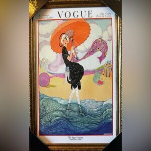 Vogue Magazine 1919 Cover Elegant Lady with Orange Umbrella Framed Art Print